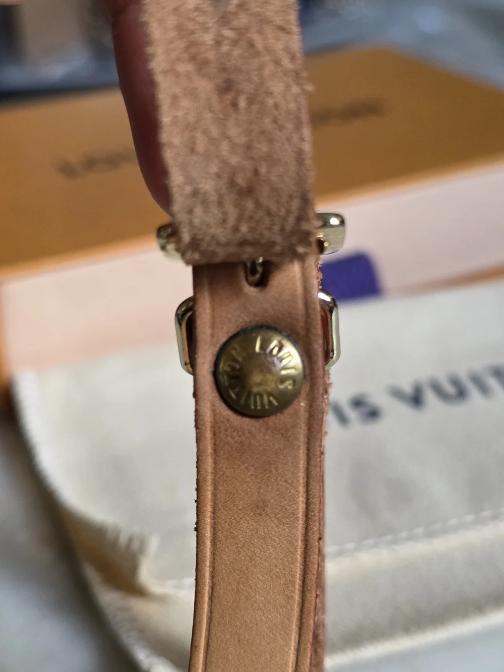 Authentic Louis Vuitton Vachetta Leather Luggage Tag W/ Box & Dustbag
